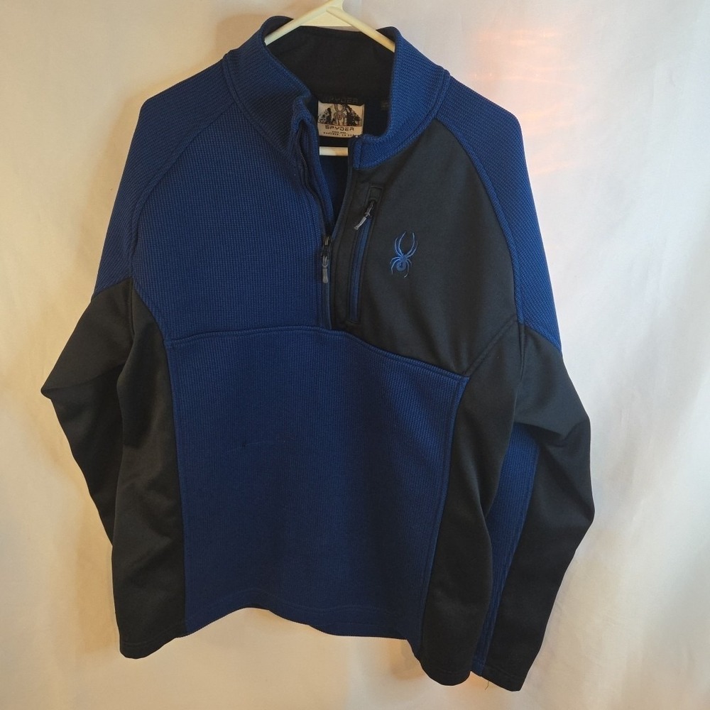 Spider Blue Black Quarter Zip Pullover Logo Size XL, Flawed